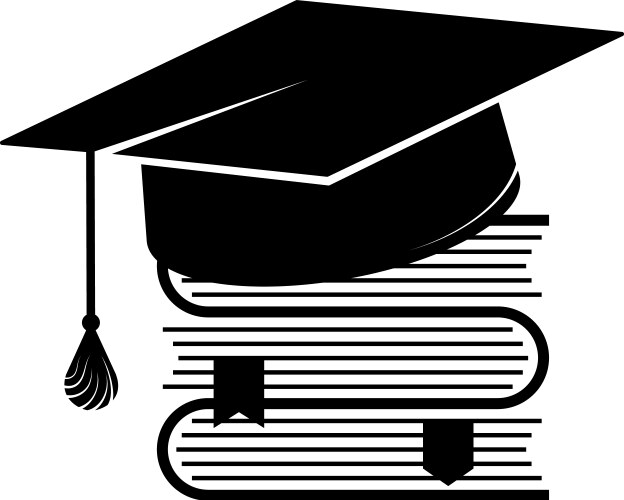 Stack of textbooks and academic cap symbol vector image