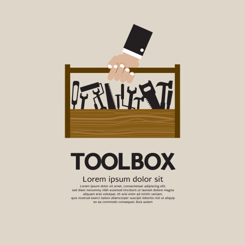 Hand holding a mechanic toolbox vector image