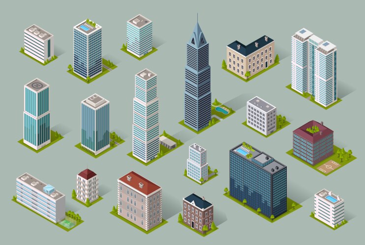 Skyscrapers house building icon vector image