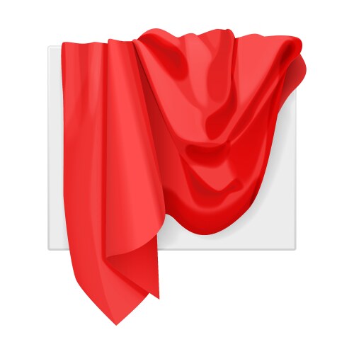 3d red folds and drapery curtains hide white vector image