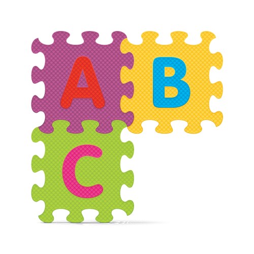 Abc written with alphabet puzzle vector image