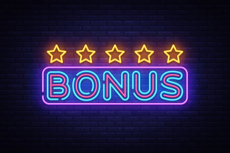 Bonus neon text sign design vector image