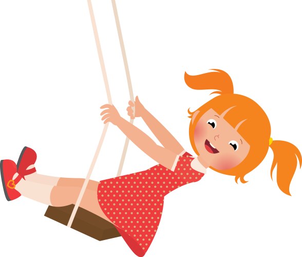 Redhead girl on a swing vector image