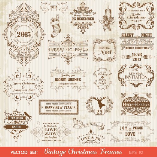 set christmas calligraphic design elements vector image