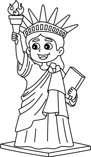 4th of july statue liberty isolated coloring vector image