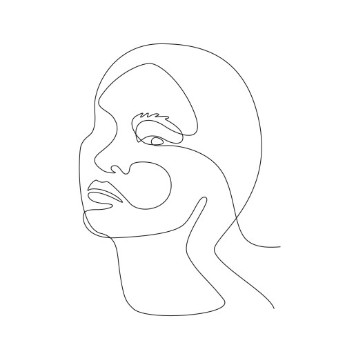 asian woman face line art elegant oriental women vector image