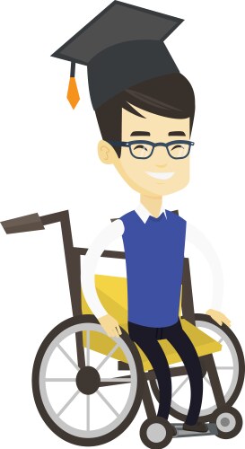 Graduate sitting in wheelchair vector image