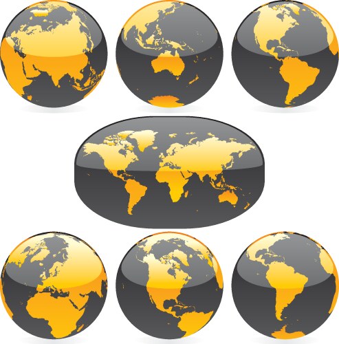 World globes and map vector image