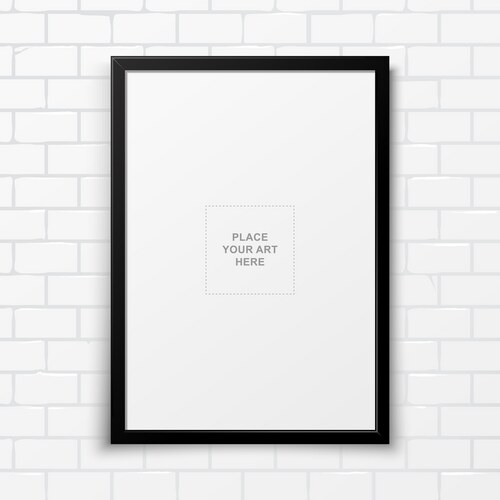 Blank frame on white brick wall vector image