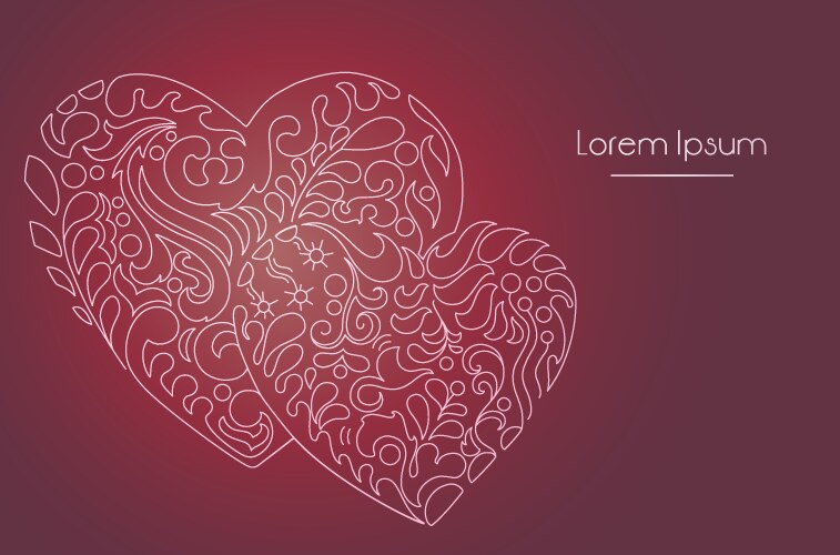 Hearts lineart doodle vector image