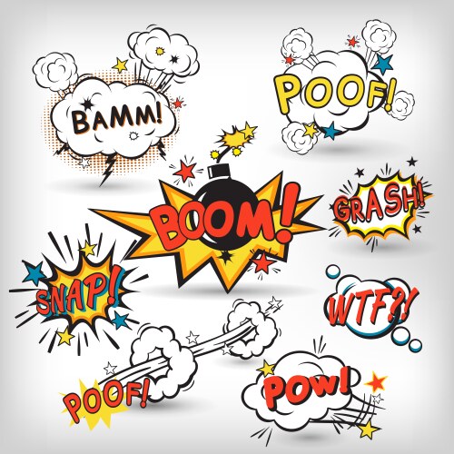 comic boom set vector image