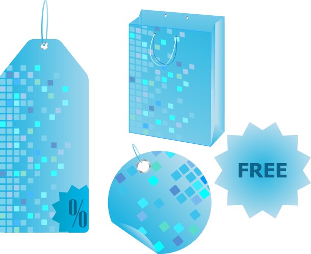 Shopping objects with mosaic design vector image