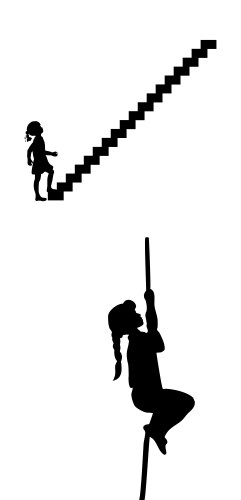 silhouette girl up climbing stair vector image