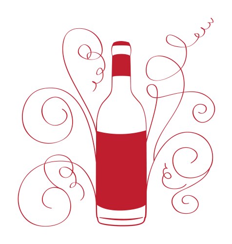 Retro wine bottle with curves vector image