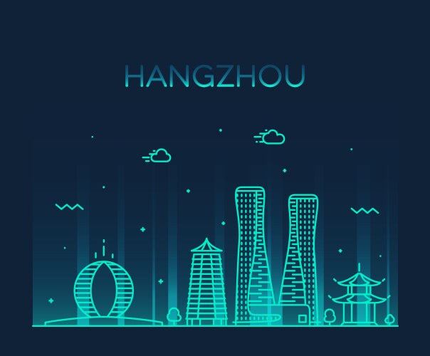 Hangzhou skyline zhejiang east china city vector image