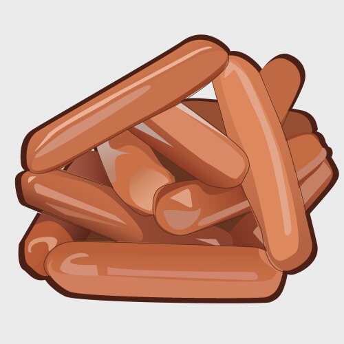 Heap of delicious sausages icon food vector image