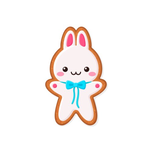 Rabbit shaped gingerbread cookie vector image