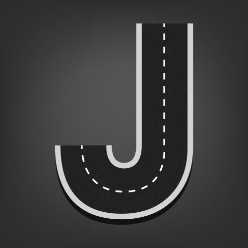 J letter road font vector image