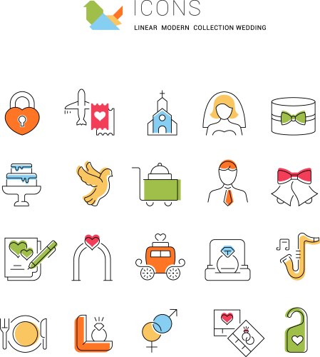 Set line icons wedding vector image