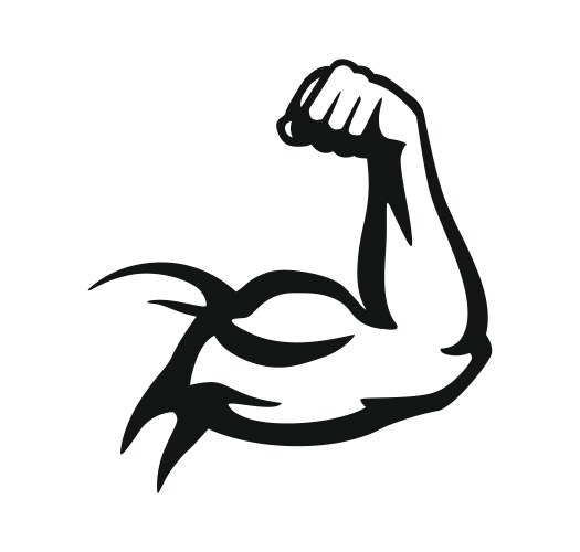 bodybuilder hand emblem in black on white vector image