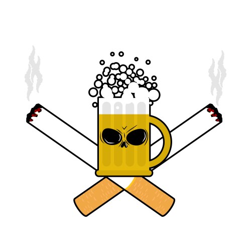 beer and cigarettes alcohol smoking sign logo vector image