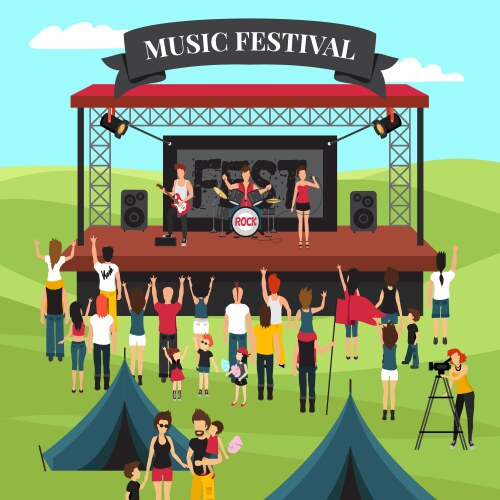 Outdoor music festival composition vector image