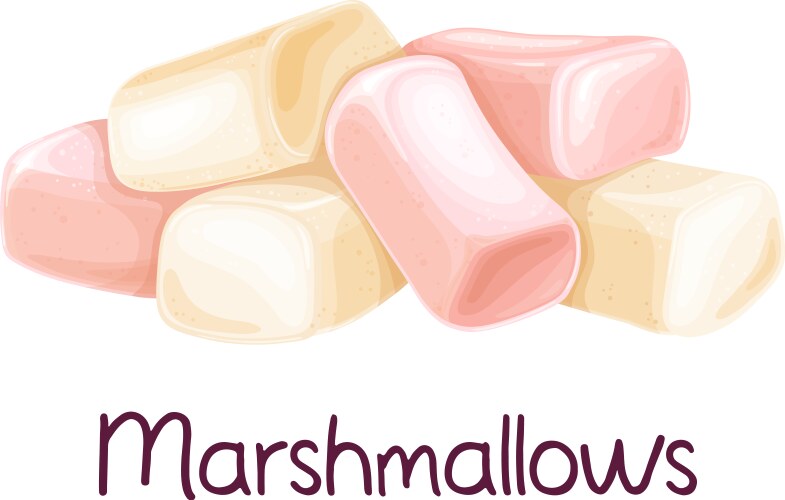 Heap white and pink marshmallow vector image