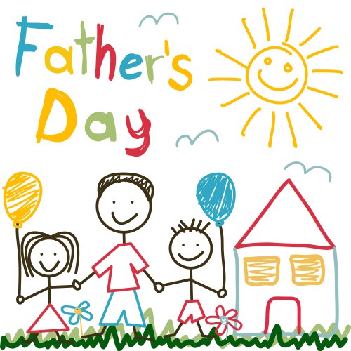 Hand drawn card for fathers day vector image