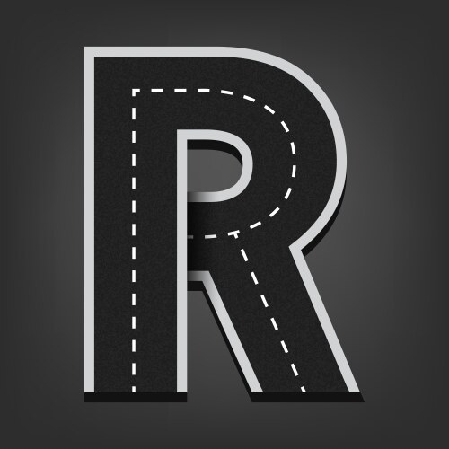 R letter road font vector image