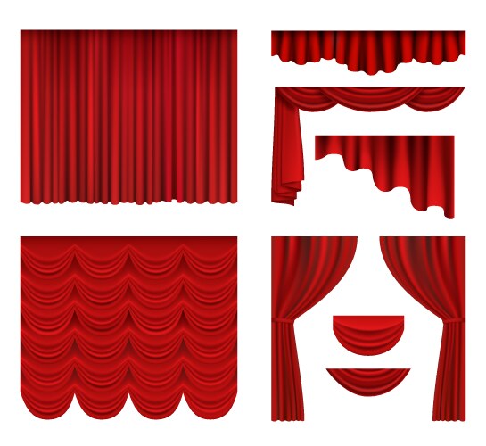 Red curtains theater fabric silk decoration vector image