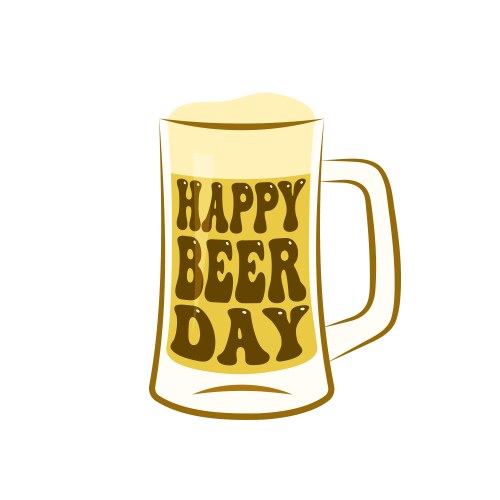 happy beer day lettering on mug vector image