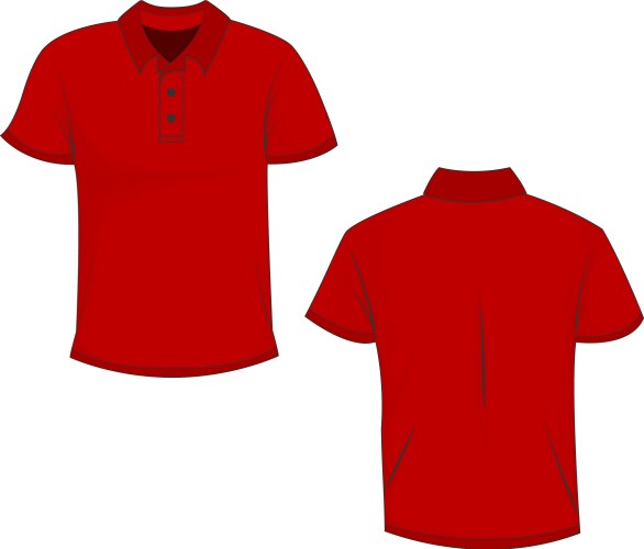 Red polo template in front side and back views vector image