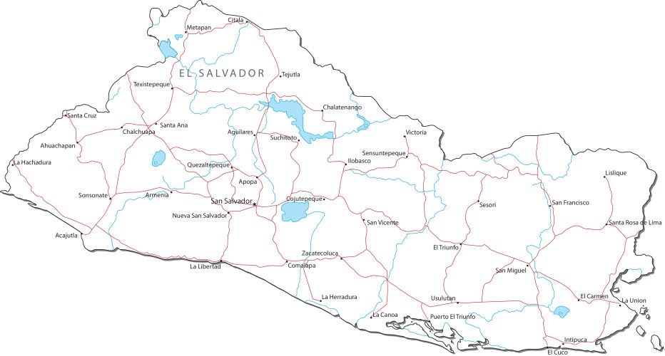 El salvador black white map vector image