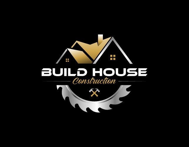 Black gold silver home builder business logo vector image