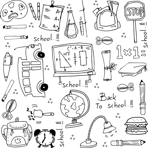 Hand draw doodles school element vector image