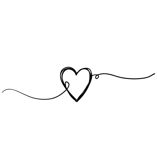 Drawn continuous line drawing love sign vector image