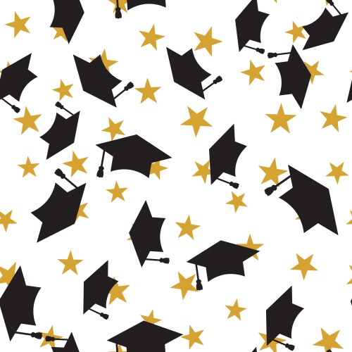 Graduate hat seamless pattern vector image