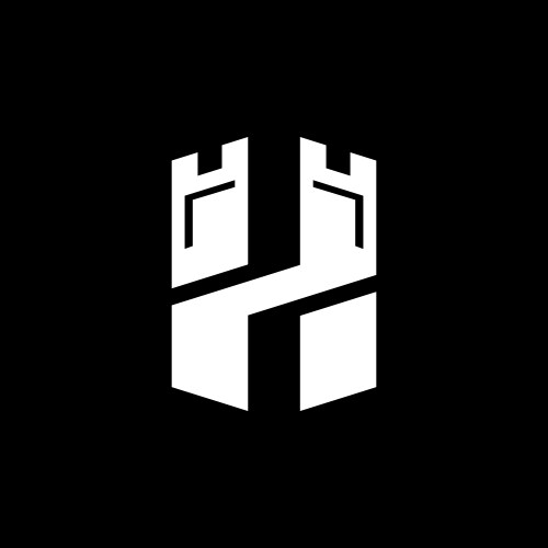 Initial letter h logo template with fortress icon vektorbild