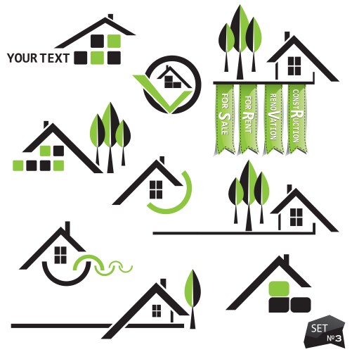 Set of houses icons for real estate business vector image