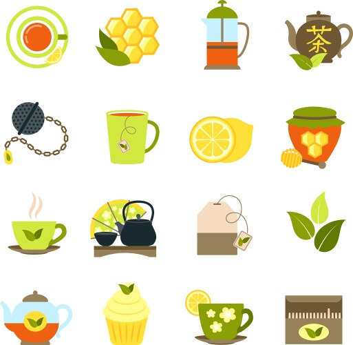 Tea icons set vector image