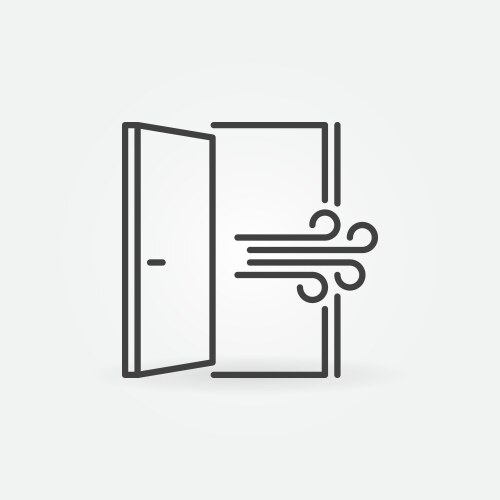 Open door outline icon - room ventilation vector image