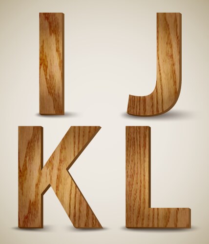 Grunge wooden alphabet letters i j k l vector image