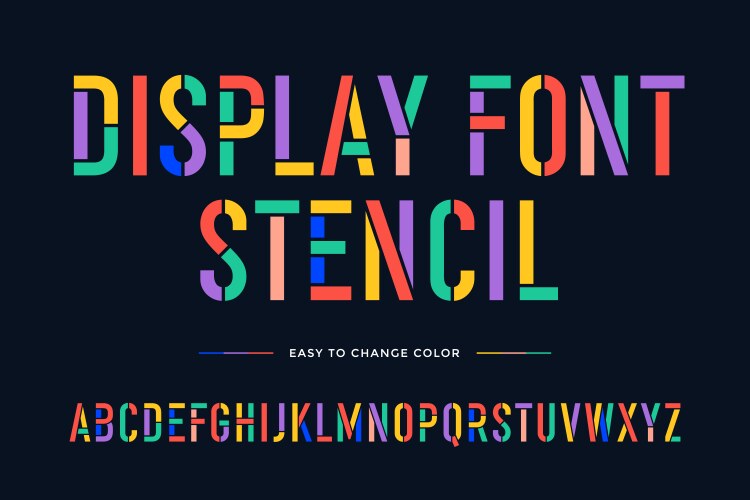 Stencil font colorful condensed alphabet vector image