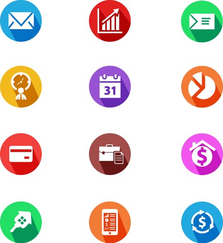 Business and finance flat design icons set vector image