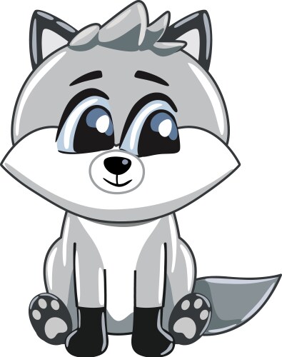 gray wolf cartoon character on white background vector image