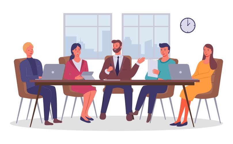 business people talking and working vector image