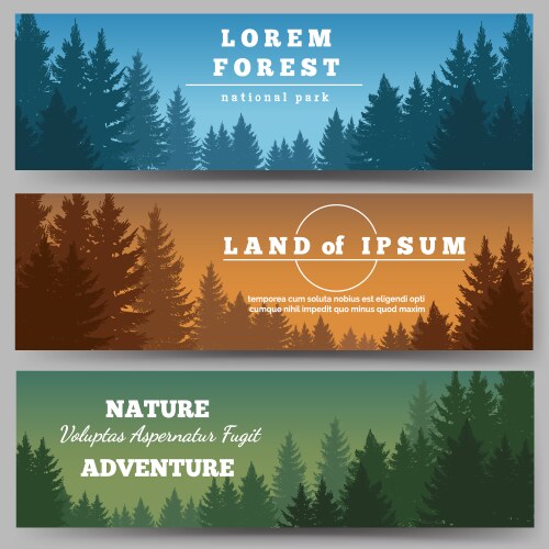 Green pines forest banners vector image