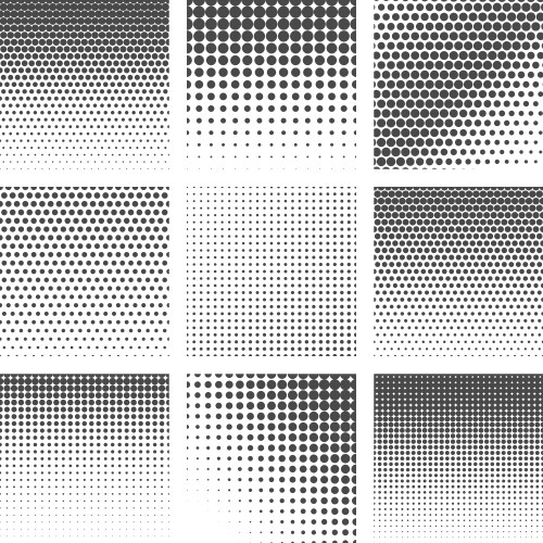 Halftone dots pattern set vector image