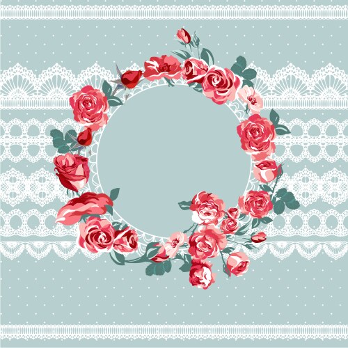 vintage floral lace background with roses vector image