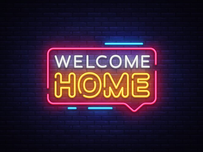 Welcome home neon text vector image